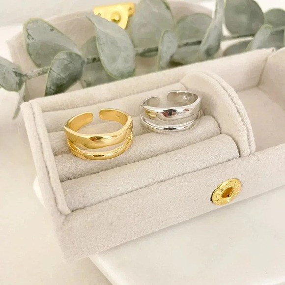 925 Sterling Silver Dainty Minimalist Ring Stackable Double Layer Ring Band - Picture 8 of 8